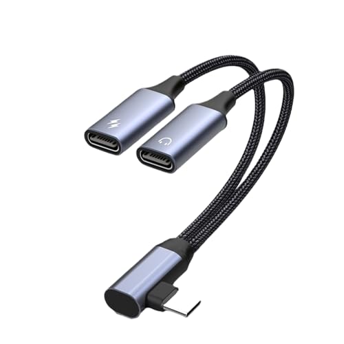 wqibq Typ-C-Splitter- Solid Aluminiumlegierung 2 USB C-Kopfhörer-Jackadapter | 2 In 1 USB -Adapter | Y Splitter -Verlängerungskabel wqibq Typ-C-Splitter- Solid Aluminiumlegierung 2 USB C-Kopfhörer-Jackadapter | 2 In 1 USB -Adapter | Y Splitter -Verlängerungskabel von wqibq