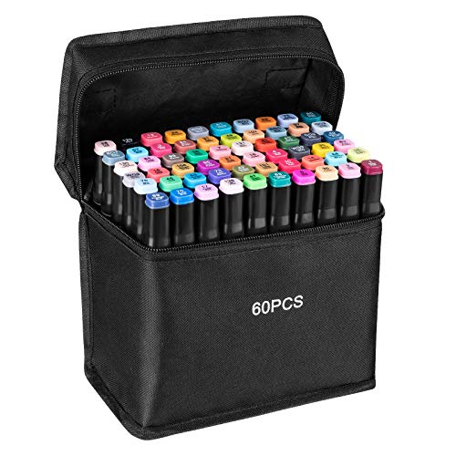 wsryx 60 Farben Graffiti Stifte Permanent Marker, Twin Tip Fettige Marker Stifte Textmarker Graffiti Pens Set für Manga Design Schule von wsryx
