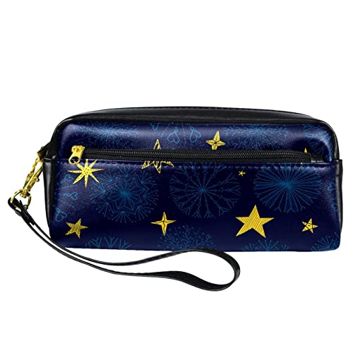 Federmappe Gelbe Sterne Blaue Schneeflocken Federmäppchen Premium Bleistifttasche Praktischem Tasche Für College-Studenten Student Jungen von wuhanshiruikewanshangmaoyouxiangongsi