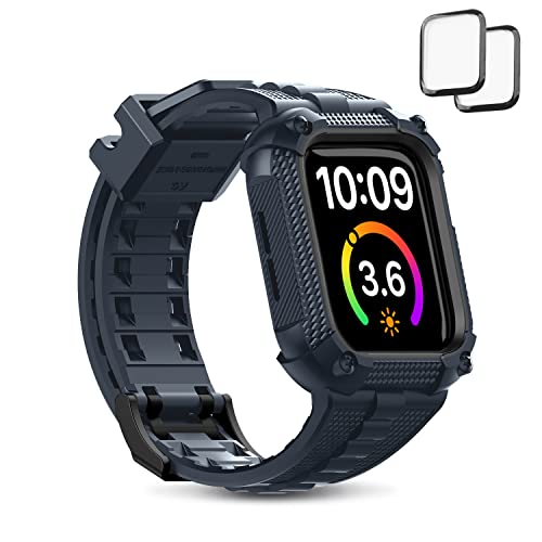 Wutwuk Apple Watch Armband 40mm Kompatibel mit Armband Apple Watch SE 2022/SE/6/5/4 40mm mit 2 Stück Weiche Schutzfolien iWatch Armband mit Klare Hüllen Volle Abdeckung Anti-Staub Herren Dunkelblau von wutwuk