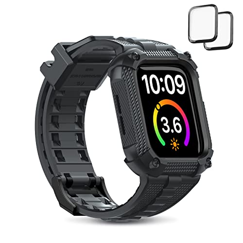 wutwuk Apple Watch Armband 44mm Kompatibel mit Apple Watch SE 2022/SE/6/5/4 44mm mit 2 Stück Weiche Schutzfolien iWatch Armband mit Klare Hüllen Volle Abdeckung Anti-Staub Herren Grau wutwuk Apple Watch Armband 44mm Kompatibel mit Apple Watch SE 2022/SE/6/5/4 44mm mit 2 Stück Weiche Schutzfolien iWatch Armband mit Klare Hüllen Volle Abdeckung Anti-Staub Herren Grau von wutwuk