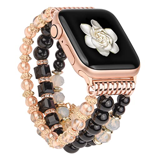 wutwuk Apple Watch Armband Damen Kompatibel mit iWatch Armband 44mm 45mm 42mm Damen mit Perlen für iWatch 8 7 6 5 4 SE SE2 3 2 1 Handgefertigter Elastischer Ersatzarmband Schwarz wutwuk Apple Watch Armband Damen Kompatibel mit iWatch Armband 44mm 45mm 42mm Damen mit Perlen für iWatch 8 7 6 5 4 SE SE2 3 2 1 Handgefertigter Elastischer Ersatzarmband Schwarz von wutwuk