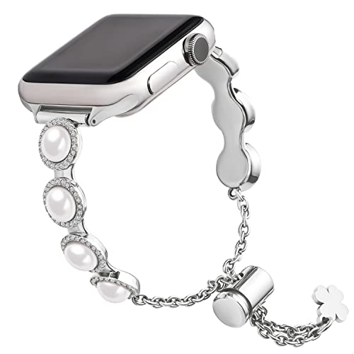 wutwuk Apple Watch Armband Kompatibel mit Apple Watch Armband 44mm 45mm 40mm mit Schutzhülle Edelstahl Ersatzarmband mit Strasssteinen für iWatch Armband 9/8/7/6/5/4/3/2/1/SE/SE2 Damen Silber wutwuk Apple Watch Armband Kompatibel mit Apple Watch Armband 44mm 45mm 40mm mit Schutzhülle Edelstahl Ersatzarmband mit Strasssteinen für iWatch Armband 9/8/7/6/5/4/3/2/1/SE/SE2 Damen Silber von wutwuk