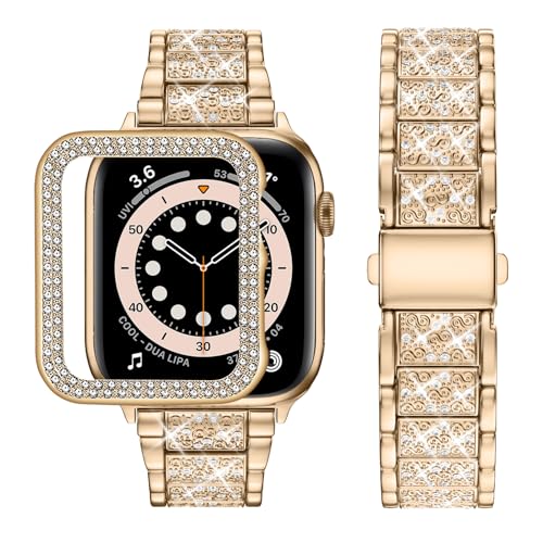 wutwuk Glizterarmband Kompatibel mit Apple Watch 10 Armband 42mm Rose Gold Metall Damen Diamant Strassstein Harter PC Schutzrahmen Ultradünner Schutzhülle Frauen wutwuk Glizterarmband Kompatibel mit Apple Watch 10 Armband 42mm Rose Gold Metall Damen Diamant Strassstein Harter PC Schutzrahmen Ultradünner Schutzhülle Frauen von wutwuk