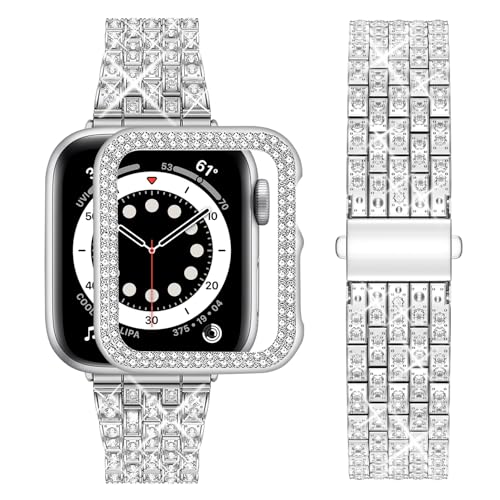 wutwuk Metallarmband Kompatibel mit Apple Watch 10 Armband 46mm Damen Diamant Strassstein Harter PC Schutzrahmen Kunststoffgehäuse Schutzhülle Frauen Silber wutwuk Metallarmband Kompatibel mit Apple Watch 10 Armband 46mm Damen Diamant Strassstein Harter PC Schutzrahmen Kunststoffgehäuse Schutzhülle Frauen Silber von wutwuk