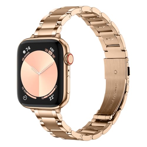 Wutwuk Metallarmband Kompatibel mit Apple Watch Armband 46mm 45mm 44mm 42mm 41mm 40mm 38mm Damen leichter Edelstahlarmban für iWatch 10/9/8/7/6/5/4/3/2/1/SE/Ultra Frauen wasserdicht eleglant Rose Gold Wutwuk Metallarmband Kompatibel mit Apple Watch Armband 46mm 45mm 44mm 42mm 41mm 40mm 38mm Damen leichter Edelstahlarmban für iWatch 10/9/8/7/6/5/4/3/2/1/SE/Ultra Frauen wasserdicht eleglant Rose Gold von wutwuk