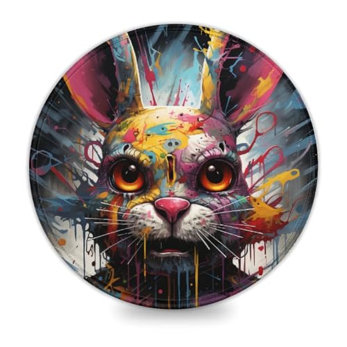 Art Rabbits Kleines rundes Mauspad 20 x 20 cm genähte Kanten hervorragende Geschwindigkeit und Kontrolle rutschfeste Gummiunterseite Art Rabbits Kleines rundes Mauspad 20 x 20 cm genähte Kanten hervorragende Geschwindigkeit und Kontrolle rutschfeste Gummiunterseite von wuzihanptpt