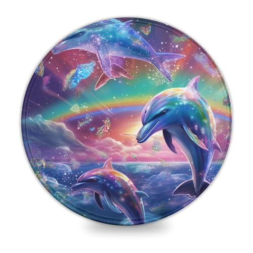 Galaxy Dolphin Kleines rundes Mauspad 20 x 20 cm runde Schreibtischunterlage weiche Glatte Oberfläche und rutschfeste Gummiunterseite wasserdicht weich Galaxy Dolphin Kleines rundes Mauspad 20 x 20 cm runde Schreibtischunterlage weiche Glatte Oberfläche und rutschfeste Gummiunterseite wasserdicht weich von wuzihanptpt
