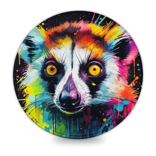 Gaming Mauspad Psychedelic Lemur kleines rundes Mauspad 20 x 20 cm Schreibtischunterlage weiche Glatte Oberfläche und rutschfeste Gummiunterseite wasserdicht weich Gaming Mauspad Psychedelic Lemur kleines rundes Mauspad 20 x 20 cm Schreibtischunterlage weiche Glatte Oberfläche und rutschfeste Gummiunterseite wasserdicht weich von wuzihanptpt