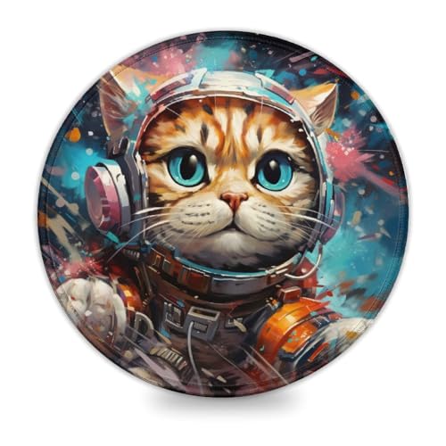 Gaming Mauspad futuristische Katze kleines rundes Mauspad 20 x 20 cm Schreibtischunterlage weiche Glatte Oberfläche und rutschfeste Gummiunterseite wasserdicht weich Gaming Mauspad futuristische Katze kleines rundes Mauspad 20 x 20 cm Schreibtischunterlage weiche Glatte Oberfläche und rutschfeste Gummiunterseite wasserdicht weich von wuzihanptpt