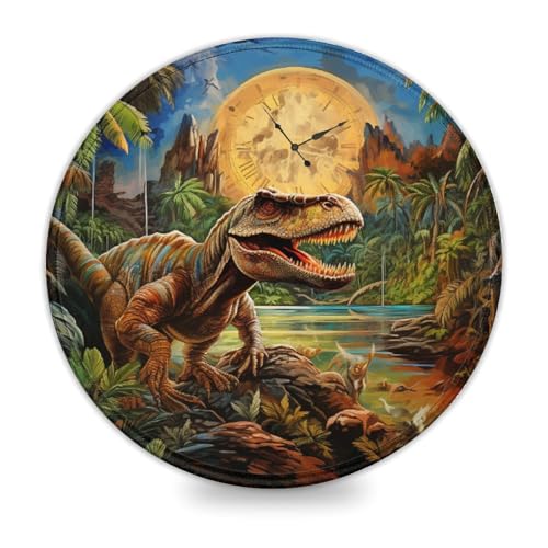 Runde Mini Maus mit Dinosaurier Welt runde Schreibtischunterlage 20 x 20 cm Schreibtischmatte ausfranssicher genähte Kanten rutschfeste Gummiunterseite verbesserte Präzision und Geschwindigkeit von wuzihanptpt