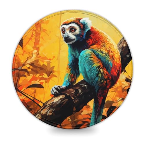 wuzihanptpt Computer Mauspad psychedelisches Tier Lemur kleines rundes Mauspad 20 x 20 cm Schreibtischunterlage PC Büro Tabellenkalkulation rutschfest genähter Rand wuzihanptpt Computer Mauspad psychedelisches Tier Lemur kleines rundes Mauspad 20 x 20 cm Schreibtischunterlage PC Büro Tabellenkalkulation rutschfest genähter Rand von wuzihanptpt