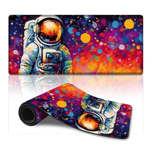 wuzihanptpt ComputerMauspad Bunte AstronautenGemälde ComputerTastaturMauspad 40 x 90 cm große Schreibtischunterlage für Tastatur Computer PC Gamer Schreibtisch Büro von wuzihanptpt