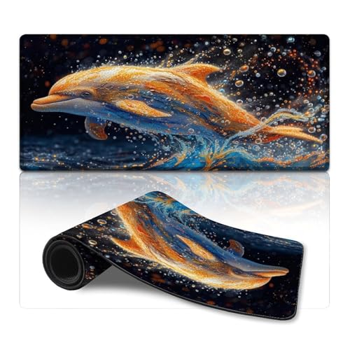 wuzihanptpt ComputerMauspad Bunte Delfine ComputerTastaturMausmatte 40 x 90 cm große Schreibtischunterlage für Tastatur Computer PC Gamer Schreibtisch Büro von wuzihanptpt