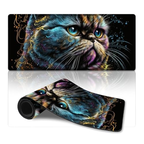 wuzihanptpt ComputerMauspad Porträt Einer schönen Katze ComputerTastaturMauspad 40 x 90 cm große Schreibtischunterlage für Tastatur Computer PC Gamer Schreibtisch Büro von wuzihanptpt