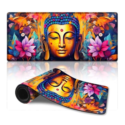 wuzihanptpt ComputerMauspad Psychedelischer Buddha ComputerTastaturMauspad 40 x 90 cm große Schreibtischunterlage für Tastatur Computer PC Gamer Schreibtisch Büro von wuzihanptpt