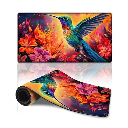 wuzihanptpt ComputerMauspad Psychedelischer Kolibri ComputerTastaturMausmatte 40 x 75 cm große Schreibtischunterlage für Tastatur Computer PC Gamer Schreibtisch Büro von wuzihanptpt