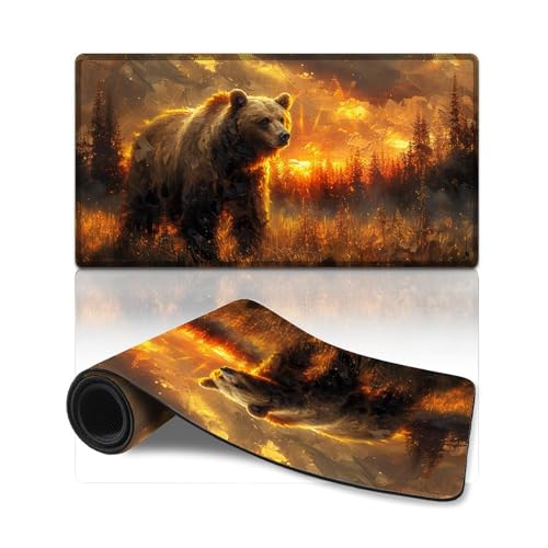 wuzihanptpt ComputerMauspad bunt Braunbär ComputerTastaturMauspad 40 x 75 cm große Schreibtischunterlage für Tastatur Computer PC Gamer Schreibtisch Büro von wuzihanptpt