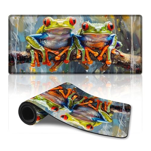 wuzihanptpt ComputerMauspad bunter Frosch ComputerTastaturMausmatte 40 x 90 cm große Schreibtischunterlage für Tastatur Computer PC Gamer Schreibtisch Büro von wuzihanptpt