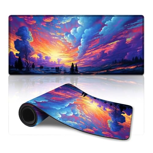 wuzihanptpt ComputerMauspad schöne verträumte farbenfrohe Landschaft ComputerTastaturMauspad 40 x 90 cm große Schreibtischunterlage für Tastatur Computer PC Gamer Schreibtisch Büro von wuzihanptpt