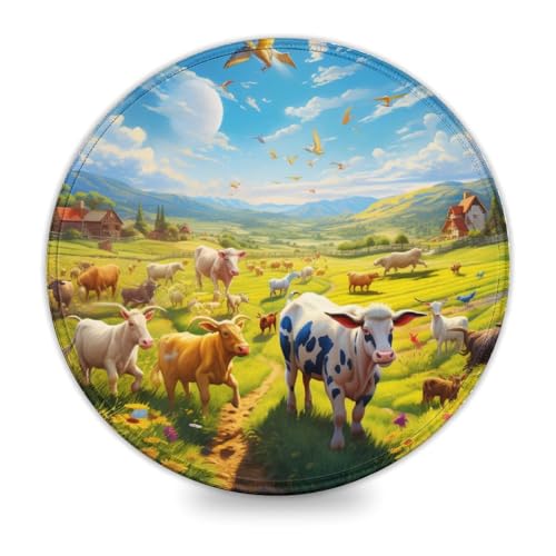 wuzihanptpt Kleines rundes Mauspad mit Bauernhoftier Motiv Gummi Mauspads 20 x 20 cm Schreibtischunterlage wasserdichte Stoffoberfläche und rutschfeste Gummiunterseite wuzihanptpt Kleines rundes Mauspad mit Bauernhoftier Motiv Gummi Mauspads 20 x 20 cm Schreibtischunterlage wasserdichte Stoffoberfläche und rutschfeste Gummiunterseite von wuzihanptpt