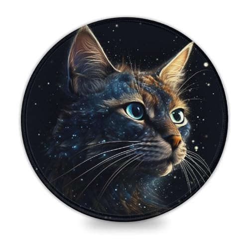 wuzihanptpt Kleines rundes Mauspad mit Galaxie Katzenmotiv waschbares Mauspad 20 x 20 cm Schreibtischunterlage mit genähtem Rand Computer Schreibtischzubehör rutschfeste Unterseite wuzihanptpt Kleines rundes Mauspad mit Galaxie Katzenmotiv waschbares Mauspad 20 x 20 cm Schreibtischunterlage mit genähtem Rand Computer Schreibtischzubehör rutschfeste Unterseite von wuzihanptpt