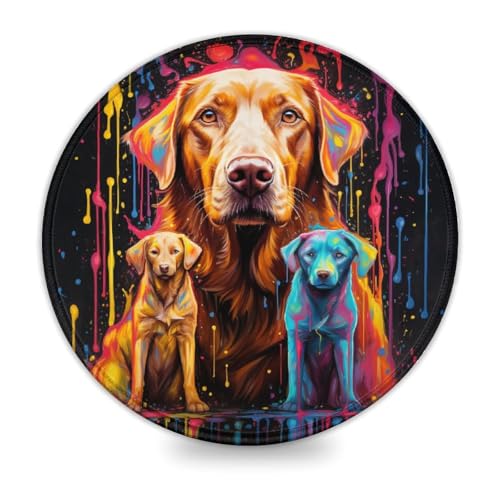wuzihanptpt Kleines rundes Mauspad mit psychedelischen goldenen Haarhunden waschbares Mauspad 20 x 20 cm Schreibtischunterlage mit genähtem Rand Computer Schreibtischzubehör rutschfeste Unterseite wuzihanptpt Kleines rundes Mauspad mit psychedelischen goldenen Haarhunden waschbares Mauspad 20 x 20 cm Schreibtischunterlage mit genähtem Rand Computer Schreibtischzubehör rutschfeste Unterseite von wuzihanptpt