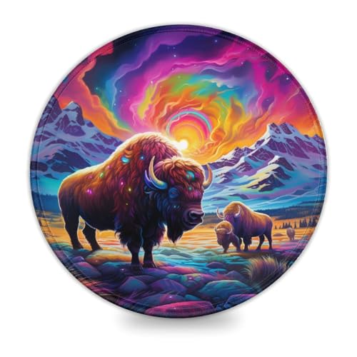 wuzihanptpt Psychedelic Buffalo Kleines rundes Mauspad 20x20cm Mauspad rutschfeste Unterseite Wasserdicht und schmutzabweisend Geeignet für PC/Laptop wuzihanptpt Psychedelic Buffalo Kleines rundes Mauspad 20x20cm Mauspad rutschfeste Unterseite Wasserdicht und schmutzabweisend Geeignet für PC/Laptop von wuzihanptpt