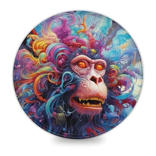 wuzihanptpt Runde Schreibtischunterlage Psychedelischer AFFE kleines Mauspad 20 x 20 cm Schreibtischunterlage mit Rutschfester Unterseite und genähtem Rand für Gaming Büroarbeit wuzihanptpt Runde Schreibtischunterlage Psychedelischer AFFE kleines Mauspad 20 x 20 cm Schreibtischunterlage mit Rutschfester Unterseite und genähtem Rand für Gaming Büroarbeit von wuzihanptpt