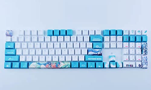 Computer Keyborads PBT Dye Upgrade 132 Tastenkappen-Set OEM Profil Keycaps Keyset mit Abzieher für Cherry MX Gateron Kailh Switch mechanische Tastatur (Hatsune Miku) von wwkeycaps