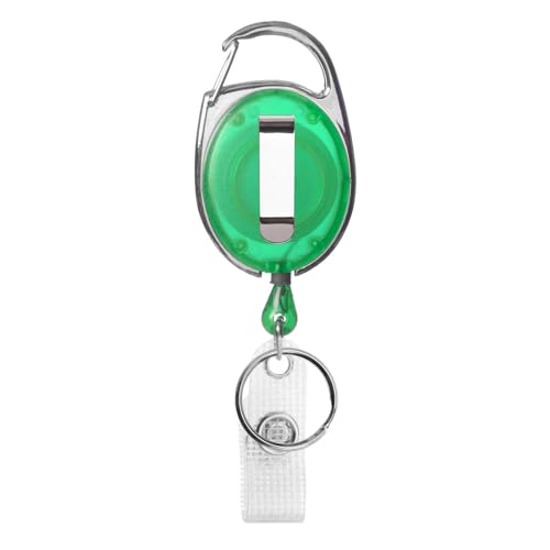 1 x Karteo® Ausweisjojo grün | Ausweis Jojo oval | Vinylstrap gewerbeverstärkt und Aufrollmechanismus | für Ausweishüllen Kartenhüllen Ausweishalter Kartenhalter von www.karteo.de