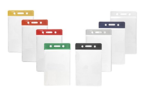 10 x Karteo® Ausweishülle Ausweishüllen Kartenhülle Kartenhüllen Ausweishalter Kartenhalter Halter weich aus Vinyl Plastik transparent mit schwarzem Farbbalken vertikal für Karten (86 x 54 mm) Ausweise Kreditkarten Dienstausweise EC Karte Bankkarten Gesundheitskarten leicht biegsam kratzschutz von www.karteo.de