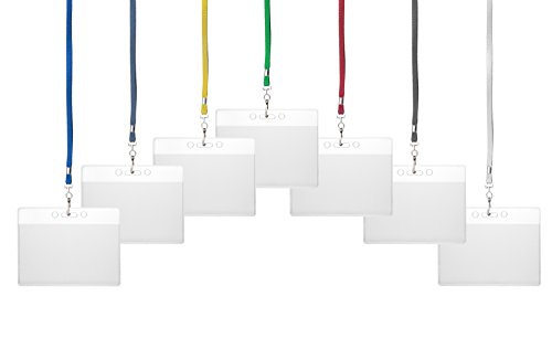 10 x Karteo® Ausweishülle mit 10mm Schlüsselband blau | Kartenhülle horizontal | Ausweishalter Kartenhalter für Ausweise Messen Dienstausweise (86 x 54 mm) von www.karteo.de