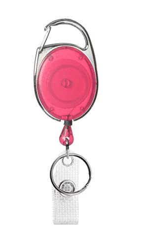 10 x Karteo® Ausweisjojo rosa | Ausweis Jojo oval | Vinylstrap gewerbeverstärkt und Aufrollmechanismus | für Ausweishüllen Kartenhüllen Ausweishalter Kartenhalter von www.karteo.de