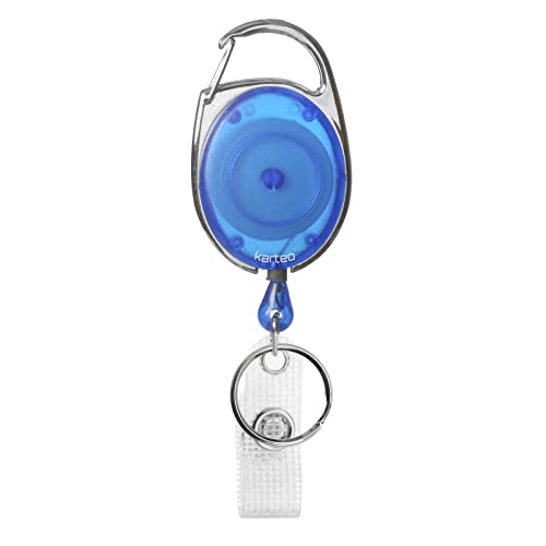 Ausweishalter Kartenhalter ausziehbar blau [1 Stück] Ausweis Jojo oval mit Clip und Aufrollmechanismus für Ausweishüllen Kartenhüllen von www.karteo.de