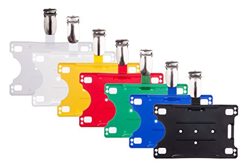 Karteo® Ausweishülle mit Clip weiß | Kartenhülle mit offener Präsentationsfläche | horizontal und vertikal verwendbar | Clip farblich passend | für Karten Ausweise Dienstausweise von www.karteo.de