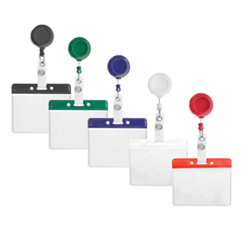 Karteo® Ausweishülle mit Farbbalken schwarz aus Vinyl | inkl. Ausweisjojo mit Ansteckerclip | benutzbar als Kartenhalter für Ausweise Dienstausweise EC Karten von www.karteo.de