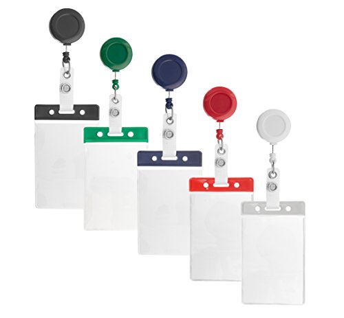 Karteo® Ausweishülle mit Farbbalken schwarz aus Vinyl | inkl. Ausweisjojo mit Ansteckerclip | benutzbar als Kartenhalter für Ausweise Dienstausweise EC Karten von www.karteo.de
