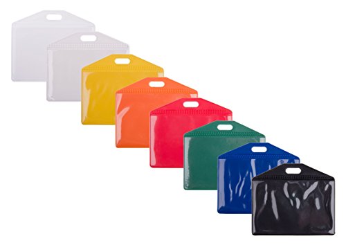 Karteo® Ausweishülle orange horizontal klares Sichtfenster | Ausweishüllen weich Vinyl Plastik | Kartenhüllen für Karten (86 x 54 mm) | Kartenhüllen Kartenhalter für Ausweise Dienstausweise von www.karteo.de