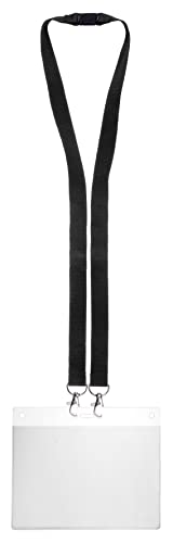 Karteo Ausweishülle DIN A6 inkl. Schlüsselband schwarz mit 2 Karabiner [1 Stück] Kartenhalter horizontal (148 x 105 mm) und Lanyard von www.karteo.de