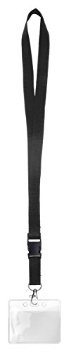 Karteo Ausweishülle mit Schlüsselband Lanyard schwarz [1 Stück] für Ausweise Dienstausweise EC-Formate von www.karteo.de