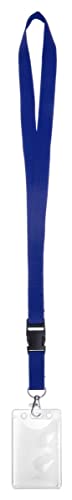 Karteo Ausweishülle und Schlüsselband marineblau mit Karabiner [1 Stück] Kartenhülle EC-Format Weichplastik vertikal mit Lanyard Ausweishalter von www.karteo.de