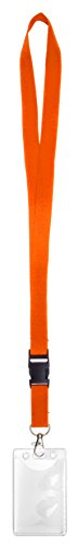 Karteo Ausweishülle und Schlüsselband orange mit Karabiner [1 Stück] Kartenhülle EC-Format Weichplastik vertikal mit Lanyard Ausweishalter von www.karteo.de