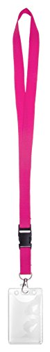 Karteo Ausweishülle und Schlüsselband pink mit Karabiner [1 Stück] Kartenhülle a7 Weichplastik vertikal mit Lanyard Ausweishalter von www.karteo.de