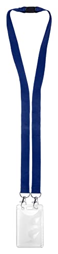 Karteo Ausweishülle vertikal (86 x 54 mm) mit Schlüsselband Lanyard marineblau mit Doppelkarabinerhaken und Sicherheitsverschluss Ausweishüllen transparent Plastik von www.karteo.de