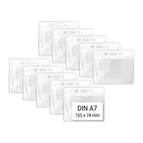 Karteo Ausweishüllen DIN A7 74 x 105 mm Innenmaß [10 Stück] Kartenhüllen horizontal transparent Weichplastik Kartenhalter Kartenhülle für Ausweise Zugangskarten von www.karteo.de