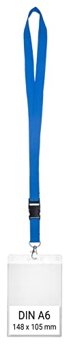 Karteo Kartenhülle mit Schlüsselband hellblau [1 Stück] Ausweishülle a6 mit Band Ausweishalter Weichplastik vertikal von www.karteo.de