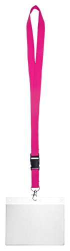 Karteo Kartenhülle mit Schlüsselband pink [1 Stück] Ausweishülle a6 mit Lanyard Band Ausweishalter Weichplastik horizontal von www.karteo.de