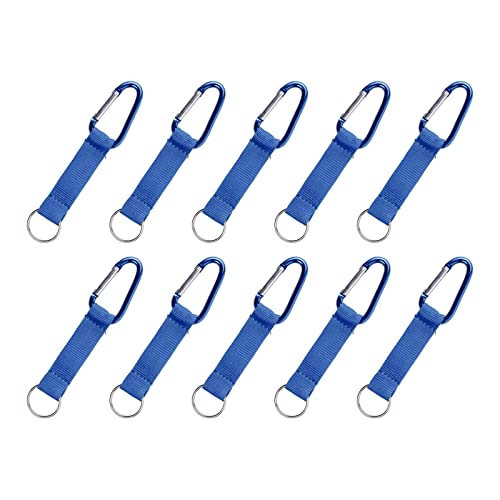Karteo Schlüsselbänder kurz blau [10 Stück] Kurzband Karabiner und Schlüsselring Schlüsselanhänger mit Metallkarabiner Lanyard mit Karabinerhaken von www.karteo.de