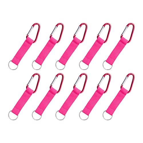 Karteo Schlüsselbänder kurz pink [100 Stück] mit Karabinerhaken Kurzband Karabiner und Schlüsselring Lanyard Schlüsselanhänger mit Metallkarabiner von www.karteo.de